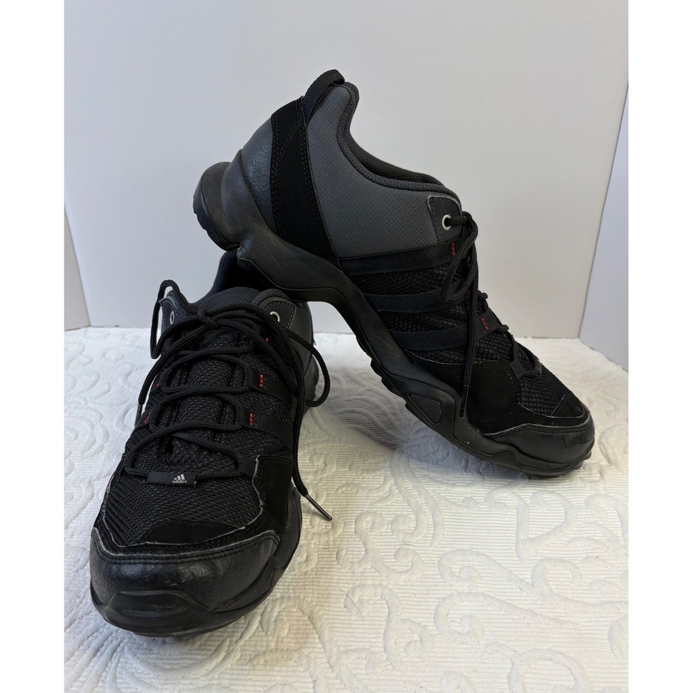 Adidas AX2 Men's Hiking Trail Running Shoes Size 9.5 Black Grey Red accents